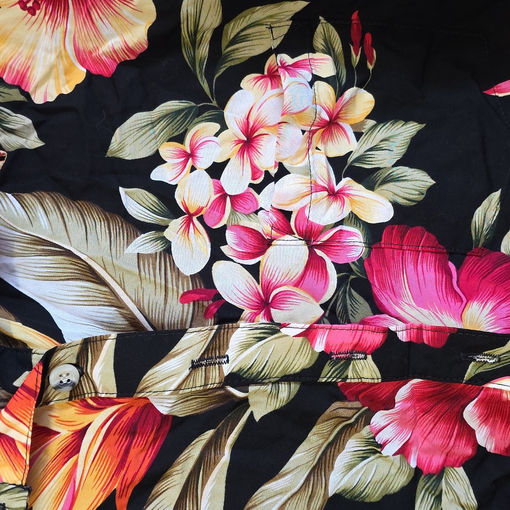 Go Barefoot Made In USA Hawaiian Floral 3XL Vibrant Short Sleeve Collared Shirt - Picture 7 of 8